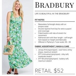 Green and Blue Floral Maxi Bradbury Dress by Piphany NWT